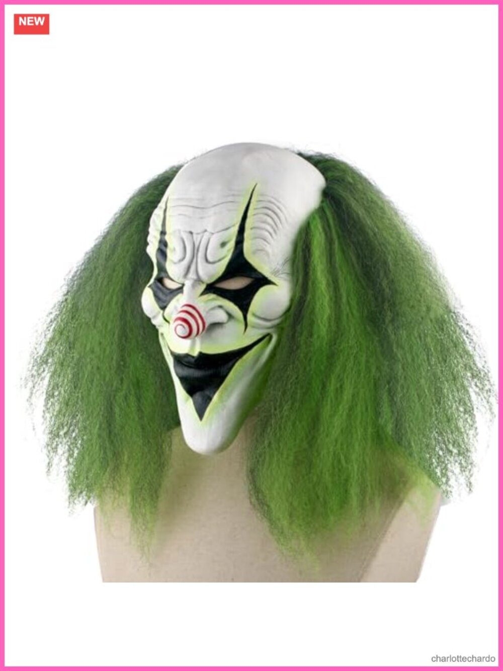 Adult Creepy Clown Mask with Green Wig Halloween Cosplay Costume Latex